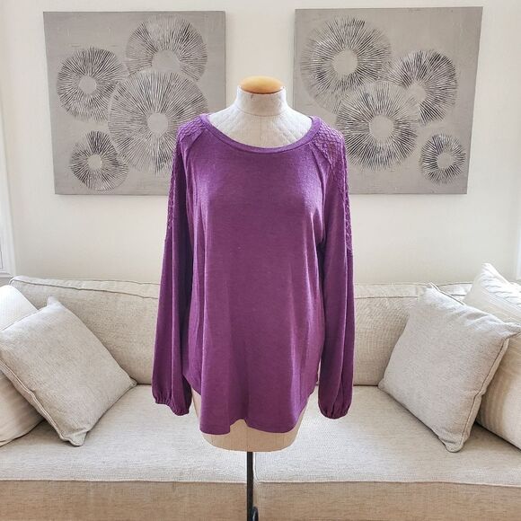 Suzanne Betro Weekend  Lace-Accent Raglan Sweatshirt sz 1x - Picture 4 of 12